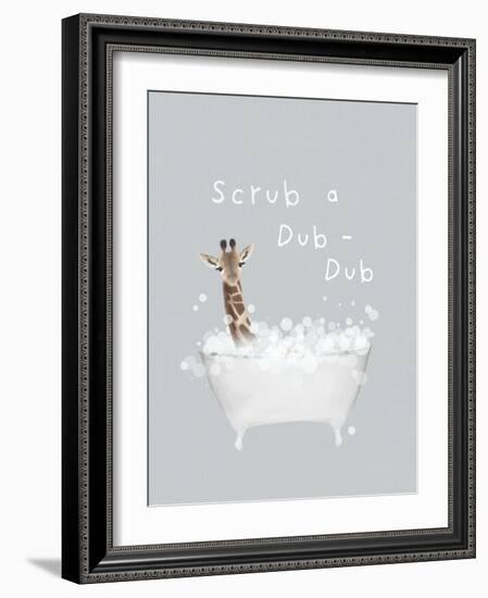 Scrub A Dub Giraffe-Leah Straatsma-Framed Art Print
