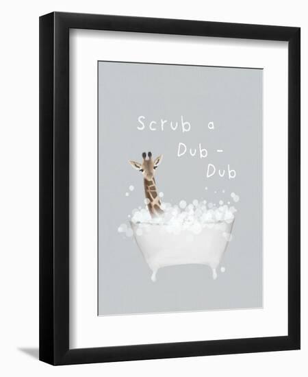 Scrub A Dub Giraffe-Leah Straatsma-Framed Premium Giclee Print