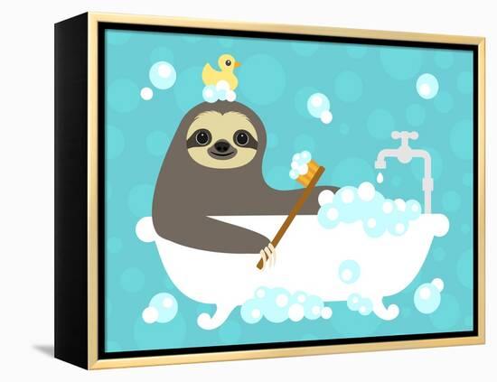 Scrubbing Bubbles Sloth-Nancy Lee-Framed Stretched Canvas