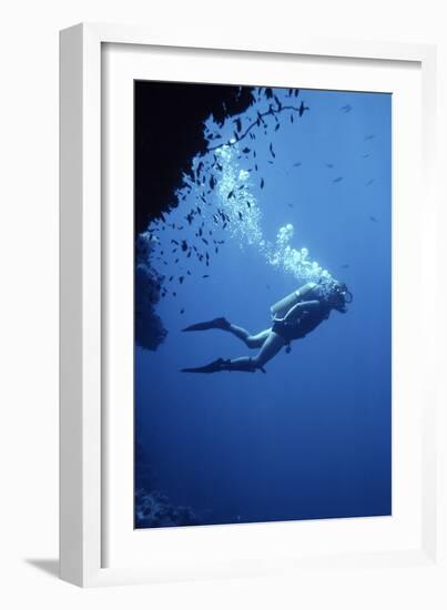 Scuba Diver-Geoff Tompkinson-Framed Photographic Print