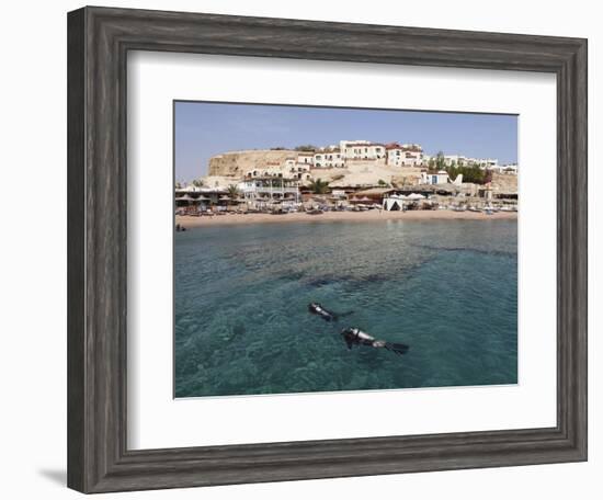 Scuba Divers Enjoy the Clear Red Sea Waters at Sharks Bay, Sharm El-Sheikh, Sinai South, Egypt-Stuart Forster-Framed Photographic Print