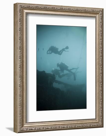 Scuba Divers Wreck Diving, Southern Thailand, Andaman Sea, Indian Ocean, Southeast Asia, Asia-Andrew Stewart-Framed Photographic Print