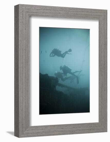 Scuba Divers Wreck Diving, Southern Thailand, Andaman Sea, Indian Ocean, Southeast Asia, Asia-Andrew Stewart-Framed Photographic Print