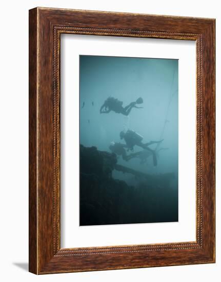 Scuba Divers Wreck Diving, Southern Thailand, Andaman Sea, Indian Ocean, Southeast Asia, Asia-Andrew Stewart-Framed Photographic Print