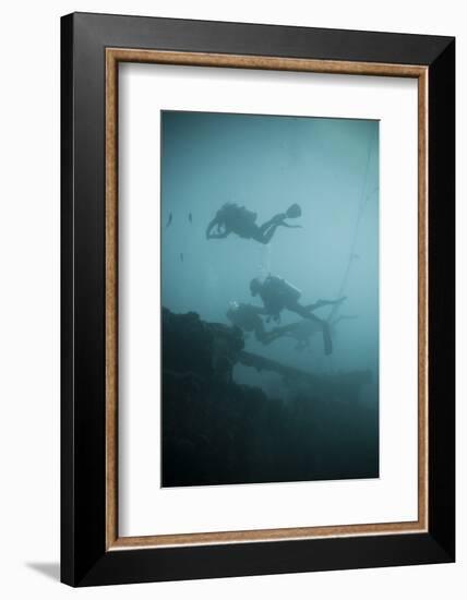 Scuba Divers Wreck Diving, Southern Thailand, Andaman Sea, Indian Ocean, Southeast Asia, Asia-Andrew Stewart-Framed Photographic Print