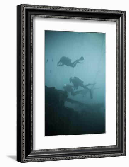 Scuba Divers Wreck Diving, Southern Thailand, Andaman Sea, Indian Ocean, Southeast Asia, Asia-Andrew Stewart-Framed Photographic Print