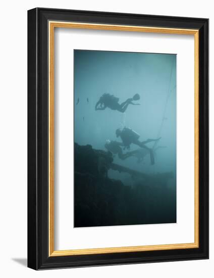 Scuba Divers Wreck Diving, Southern Thailand, Andaman Sea, Indian Ocean, Southeast Asia, Asia-Andrew Stewart-Framed Photographic Print