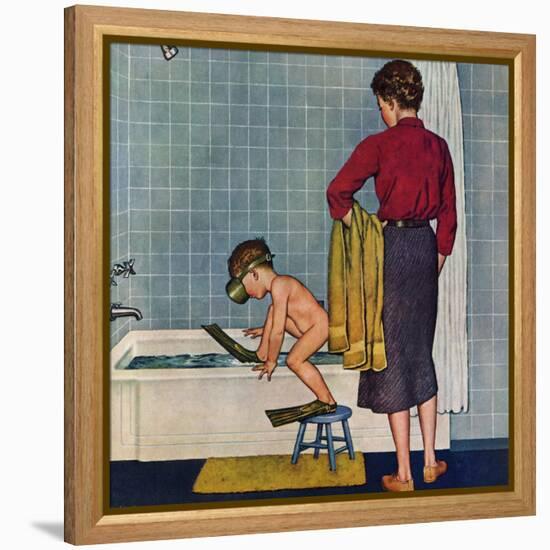 "Scuba in the Tub", November 29, 1958-Amos Sewell-Framed Premier Image Canvas