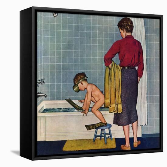 "Scuba in the Tub", November 29, 1958-Amos Sewell-Framed Premier Image Canvas