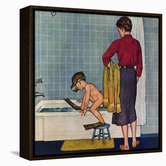 "Scuba in the Tub", November 29, 1958-Amos Sewell-Framed Premier Image Canvas