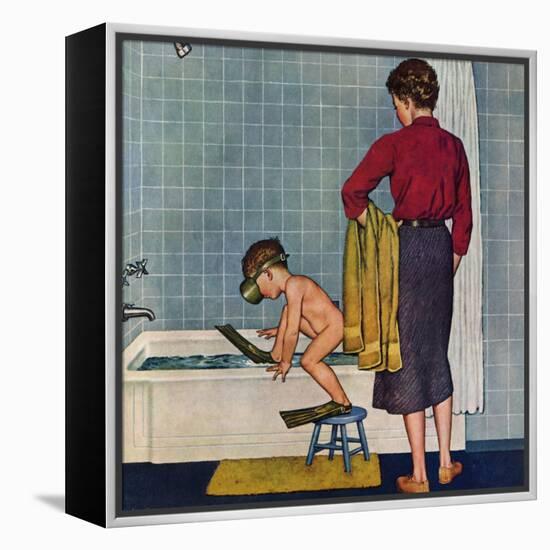 "Scuba in the Tub", November 29, 1958-Amos Sewell-Framed Premier Image Canvas