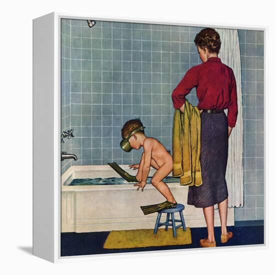 "Scuba in the Tub", November 29, 1958-Amos Sewell-Framed Premier Image Canvas