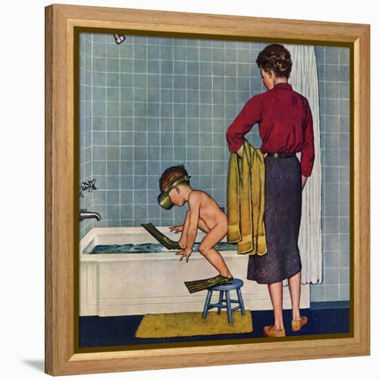 "Scuba in the Tub", November 29, 1958-Amos Sewell-Framed Premier Image Canvas