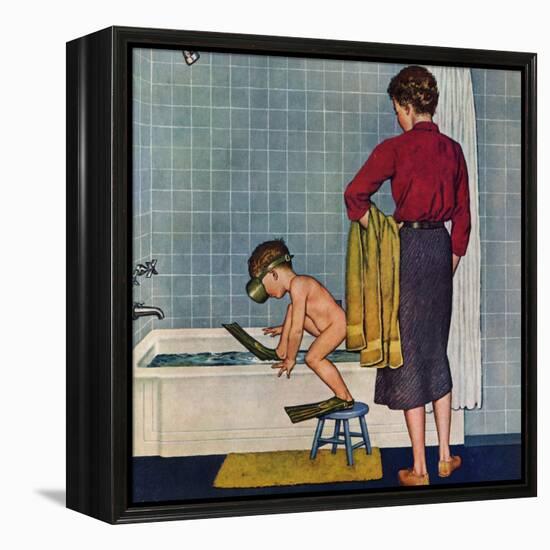 "Scuba in the Tub", November 29, 1958-Amos Sewell-Framed Premier Image Canvas