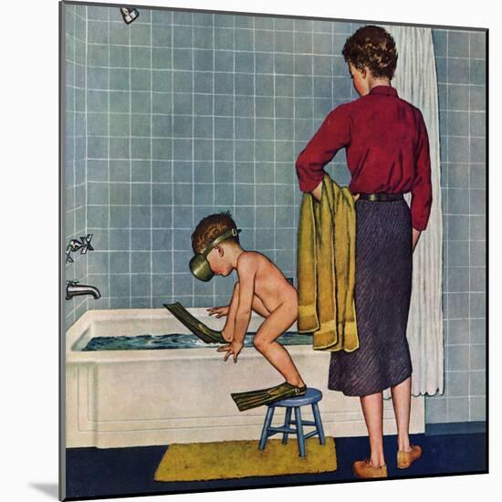 "Scuba in the Tub", November 29, 1958-Amos Sewell-Mounted Giclee Print