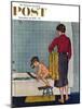 "Scuba in the Tub" Saturday Evening Post Cover, November 29, 1958-Amos Sewell-Mounted Giclee Print