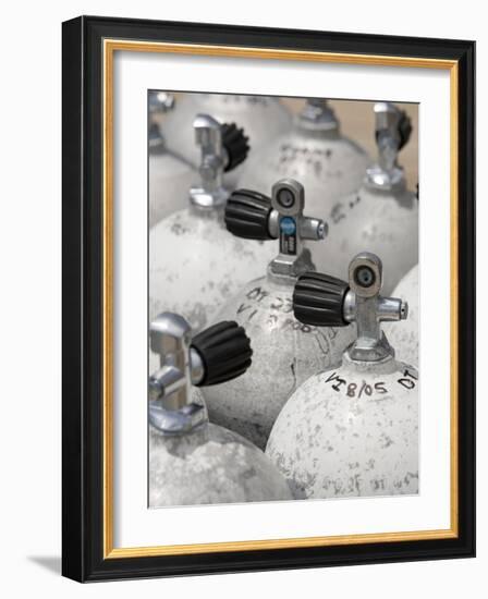 Scuba Tanks, Tiara Beach Resort, Cayman Brac, Cayman Islands, Caribbean-Greg Johnston-Framed Photographic Print