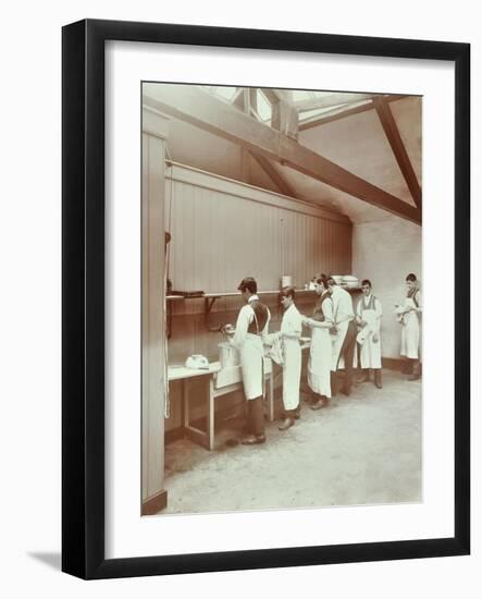 Scullery Practice, Sailors Home School of Nautical Cookery, London, 1907-null-Framed Photographic Print