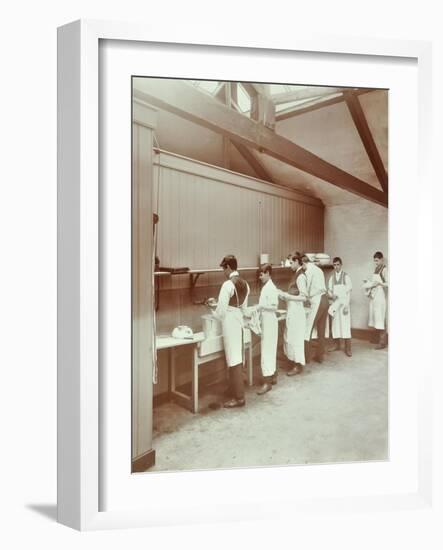 Scullery Practice, Sailors Home School of Nautical Cookery, London, 1907-null-Framed Photographic Print