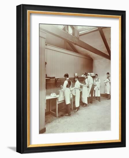 Scullery Practice, Sailors Home School of Nautical Cookery, London, 1907-null-Framed Photographic Print