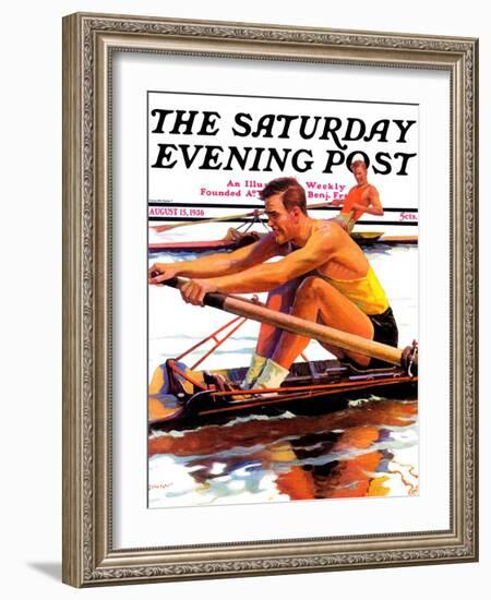 "Sculling Race," Saturday Evening Post Cover, August 15, 1936-Maurice Bower-Framed Giclee Print