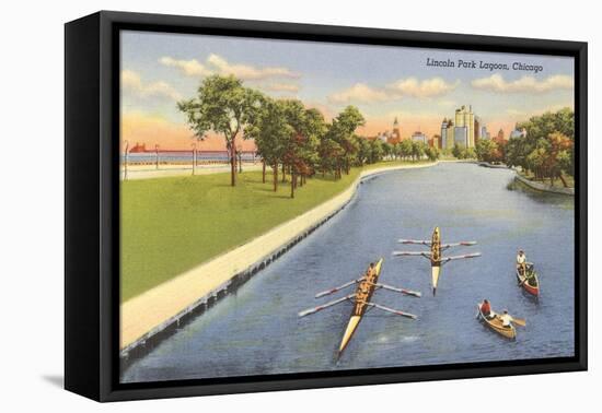 Sculls on Lincoln Park Lagoon, Chicago, Illinois-null-Framed Stretched Canvas