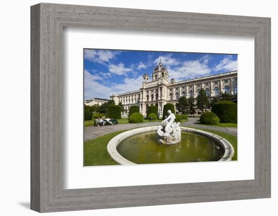 Sculpted fountain in front of Natural History Museum (Naturhistorisches Museum), Maria-Theresien-Pl-John Guidi-Framed Photographic Print