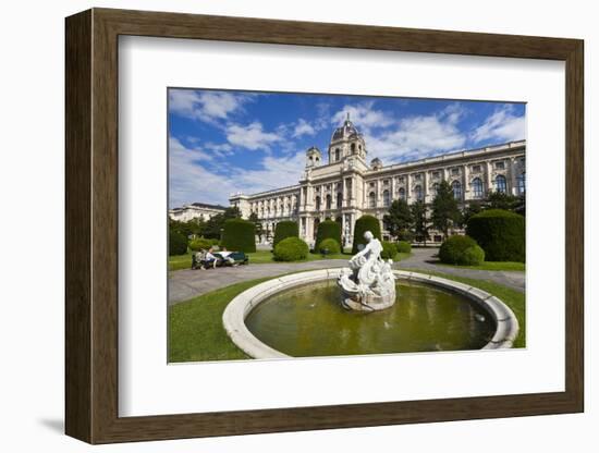 Sculpted fountain in front of Natural History Museum (Naturhistorisches Museum), Maria-Theresien-Pl-John Guidi-Framed Photographic Print