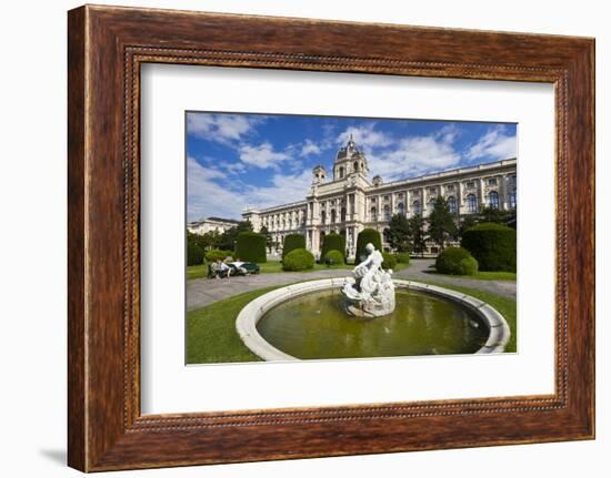 Sculpted fountain in front of Natural History Museum (Naturhistorisches Museum), Maria-Theresien-Pl-John Guidi-Framed Photographic Print