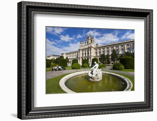 Sculpted fountain in front of Natural History Museum (Naturhistorisches Museum), Maria-Theresien-Pl-John Guidi-Framed Photographic Print