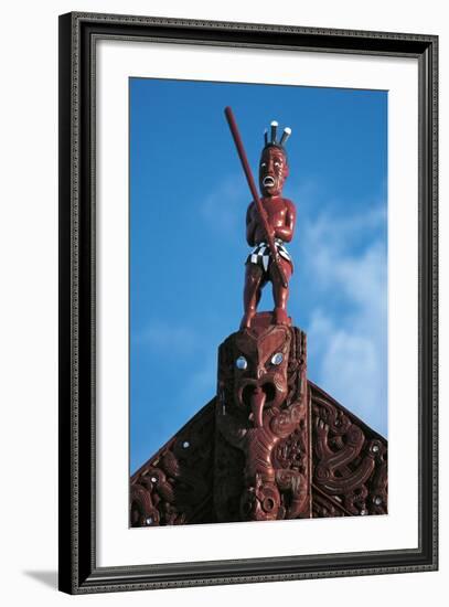 Sculpture Atop Maori Meeting House, Ohinemutu Village, Greater Rotorua, North Island, New Zealand-null-Framed Giclee Print