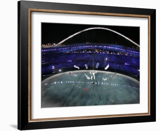 Sculpture Breaks Apart as Part of the Opening Ceremony of the 2004 Olympic Games in Athens-null-Framed Photographic Print