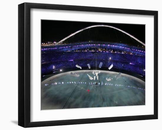 Sculpture Breaks Apart as Part of the Opening Ceremony of the 2004 Olympic Games in Athens-null-Framed Photographic Print