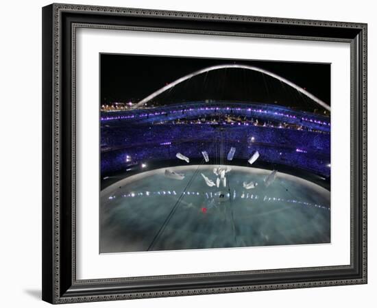 Sculpture Breaks Apart as Part of the Opening Ceremony of the 2004 Olympic Games in Athens-null-Framed Photographic Print