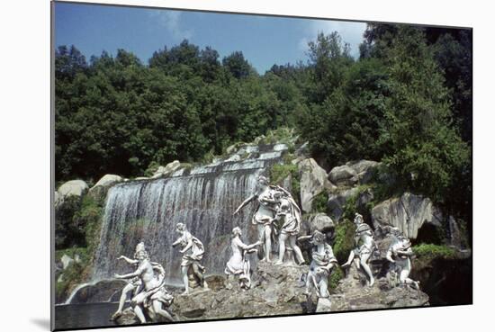 Sculpture by a Cascade, Palace of Caserta, Campania, Italy-Vivienne Sharp-Mounted Photographic Print