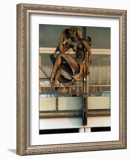 Sculpture by Milton Hebold at Entrance to Pan American Airlines Terminal , NY International Airport-Dmitri Kessel-Framed Photographic Print