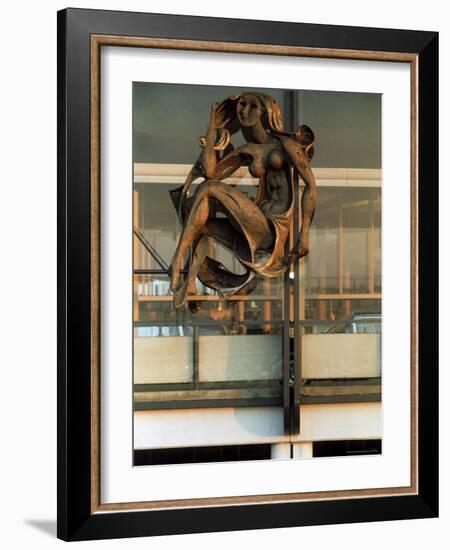 Sculpture by Milton Hebold at Entrance to Pan American Airlines Terminal , NY International Airport-Dmitri Kessel-Framed Photographic Print