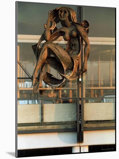 Sculpture by Milton Hebold at Entrance to Pan American Airlines Terminal , NY International Airport-Dmitri Kessel-Mounted Photographic Print