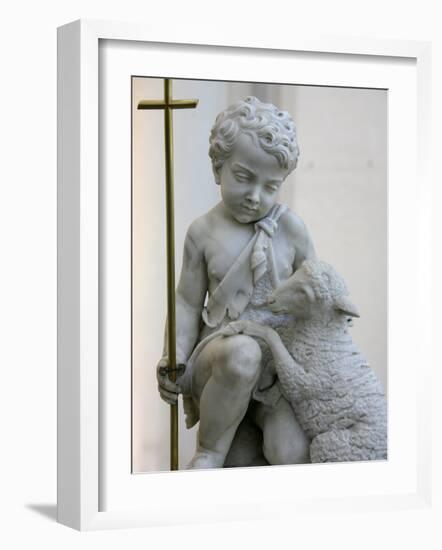 Sculpture Depicting Christ as a Good Shepherd in Santa Maria D. Grazie Church, Rome, Lazio-Godong-Framed Photographic Print