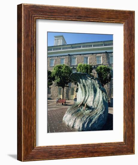 Sculpture Depicting Someone Diving into a Wave, Newport, Rhode Island, New England, USA-Robert Francis-Framed Photographic Print