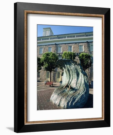 Sculpture Depicting Someone Diving into a Wave, Newport, Rhode Island, New England, USA-Robert Francis-Framed Photographic Print