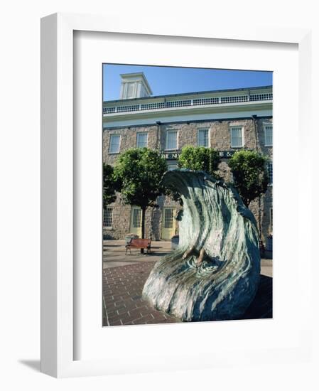 Sculpture Depicting Someone Diving into a Wave, Newport, Rhode Island, New England, USA-Robert Francis-Framed Photographic Print