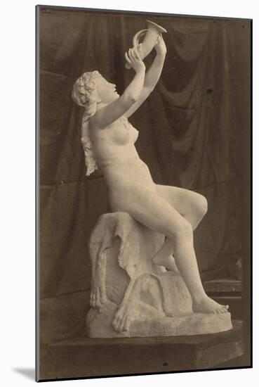 Sculpture : femme nue assise tenant une corne, par Louis-Edmond Cougny-Charles Marville-Mounted Giclee Print