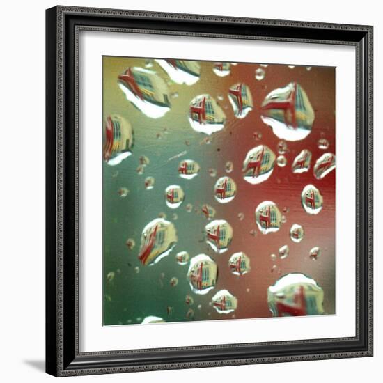 Sculpture in Front of the Denver Public Library is Reflected in Snow Flakes Melting on a Window-null-Framed Photographic Print