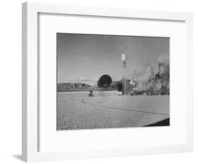 Sculpture Jean Tinguely in Nevada Desert Trying Out His Self-Destruction Machine Sculpture-Allan Grant-Framed Photographic Print