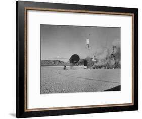 Sculpture Jean Tinguely in Nevada Desert Trying Out His Self-Destruction Machine Sculpture-Allan Grant-Framed Photographic Print