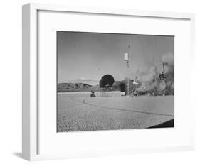 Sculpture Jean Tinguely in Nevada Desert Trying Out His Self-Destruction Machine Sculpture-Allan Grant-Framed Photographic Print