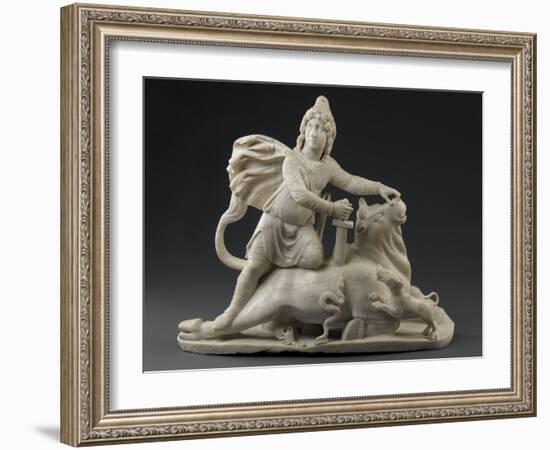 Sculpture : Mithra immolant le taureau (provient du Mithraeum de Sidon)-null-Framed Giclee Print