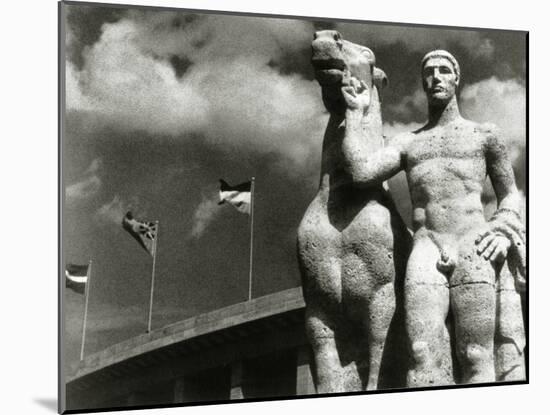 Sculpture of Athlete and Horse at the Stadium for the Olympic Games in Berlin, 1936-German photographer-Mounted Photographic Print