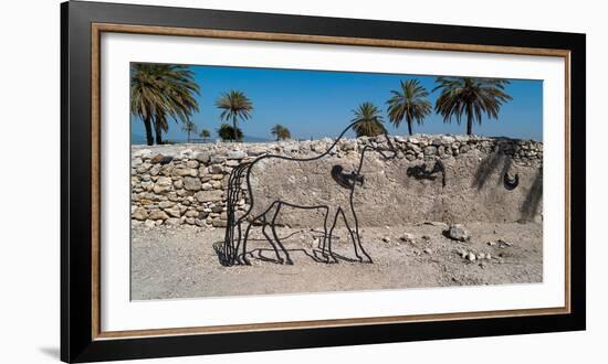 Sculpture of horse at Tel Megiddo, Galilee, Israel-null-Framed Photographic Print